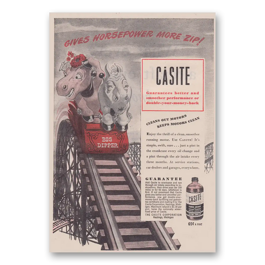 1945 Casite Gives Horsepower More Zip Vintage Magazine Print Ad