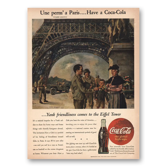 1945 Coca Cola Une perm a Paris Vintage Magazine Print Ad