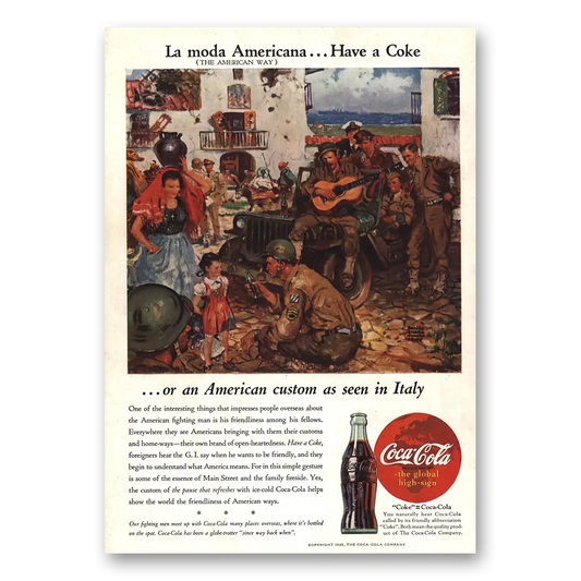 1945 Coca Cola La Moda Americana Italy Vintage Magazine Print Ad