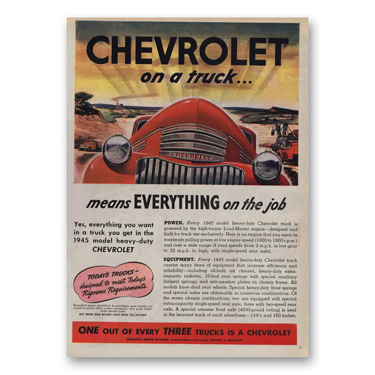 1945 Chevrolet Trucks Means Everything On the Job Vintage Magazine Print Ad