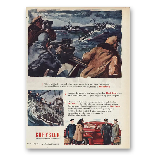 1945 Chrysler War Products Mine Sweeper Vintage Magazine Print Ad