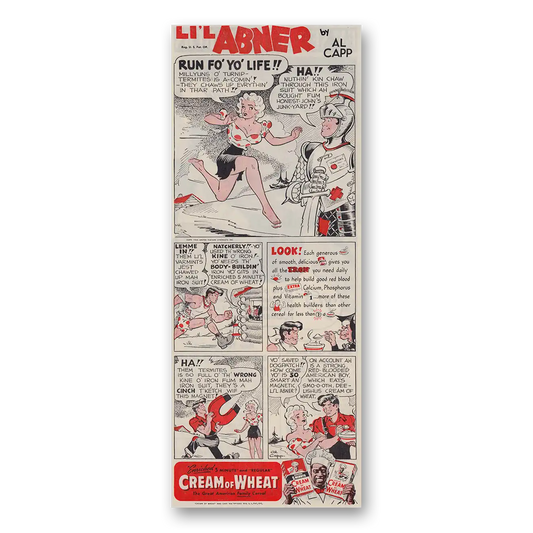 1945 Cream of Wheat Lil Abner Al Capp Run Fo Yo Life Vintage Magazine Print Ad