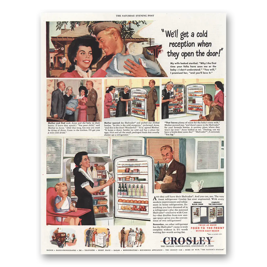 1945 Crosley Refrigerators Cold Reception Vintage Magazine Print Ad