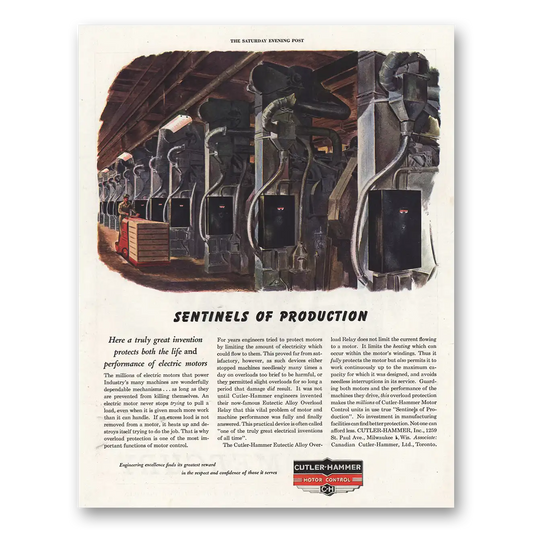 1945 Cutler Hammer Sentinels of Production Vintage Magazine Print Ad