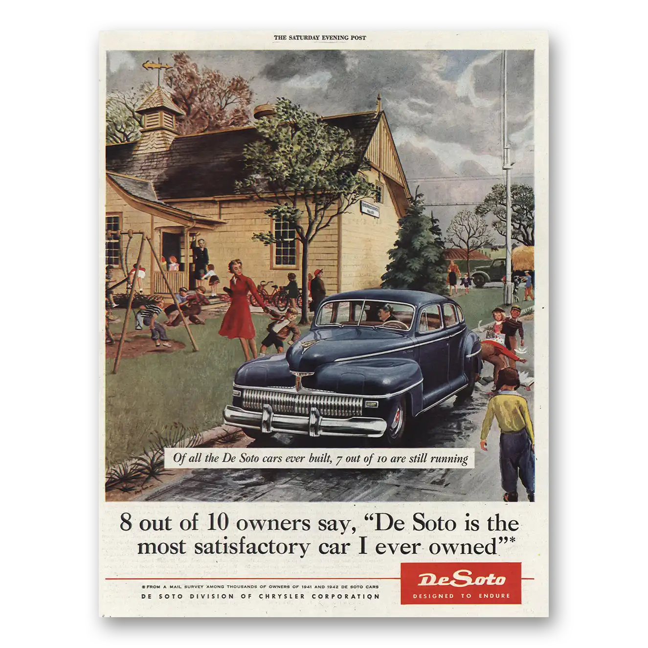 1945 DeSoto 8 Out of 10 Owners Vintage Magazine Print Ad