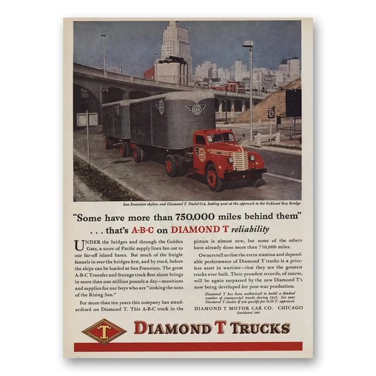 1945 Diamond T Trucks San Francisco Skyline Vintage Magazine Print Ad