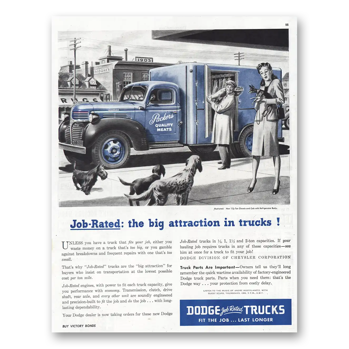 1945 Dodge Trucks Big Attraction Vintage Magazine Print Ad