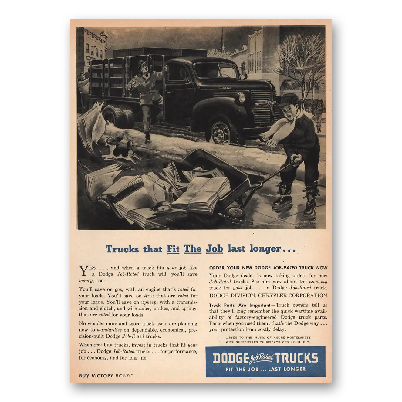 1945 Dodge Trucks Trucks That Fit the Job Last Longer Vintage Magazine Print Ad