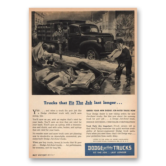 1945 Dodge Trucks Trucks That Fit the Job Last Longer Vintage Magazine Print Ad