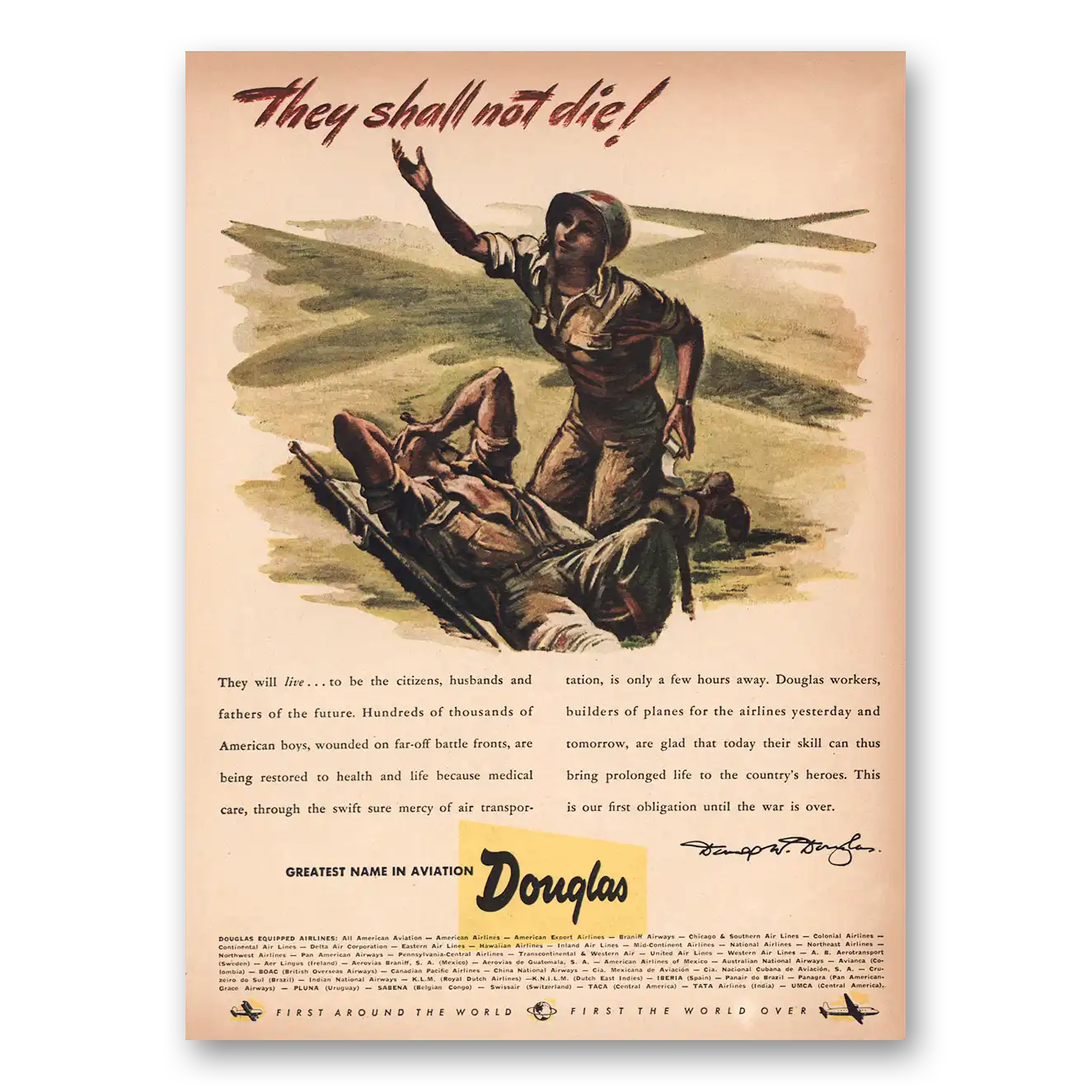 1945 Douglas They Shall Not Die Vintage Magazine Print Ad