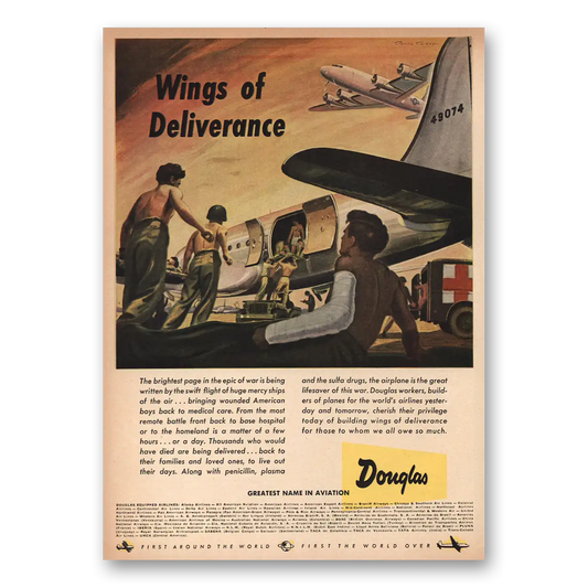 1945 Douglas Wings of Deliverance Vintage Magazine Print Ad