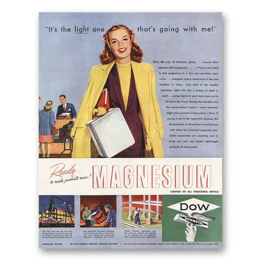 1945 Dow Magnesium Vintage Magazine Print Ad