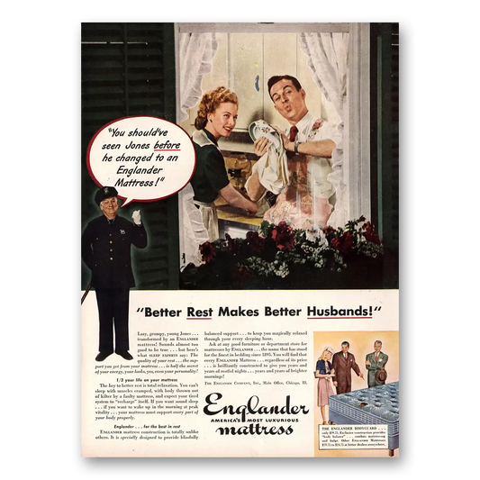 1945 Englander Mattress Better Rest Makes Better Husbands Vintage Magazine Print Ad