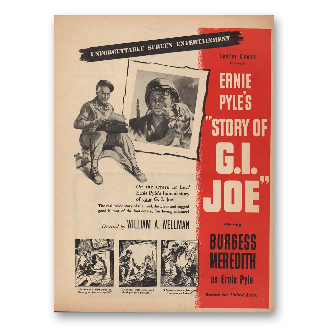 1945 Ernie Pyles Story of GI Joe Burgess Meredith Vintage Magazine Print Ad