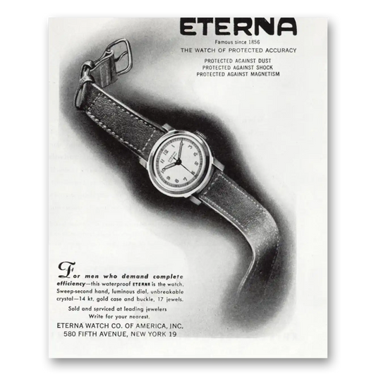 1945 Eterna Watch Men Who Demand Vintage Magazine Print Ad