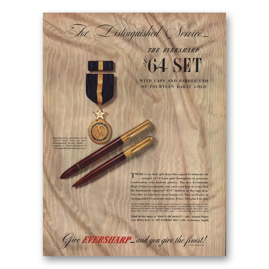 1945 Eversharp Distinguished Service Navy Medal Vintage Magazine Print Ad