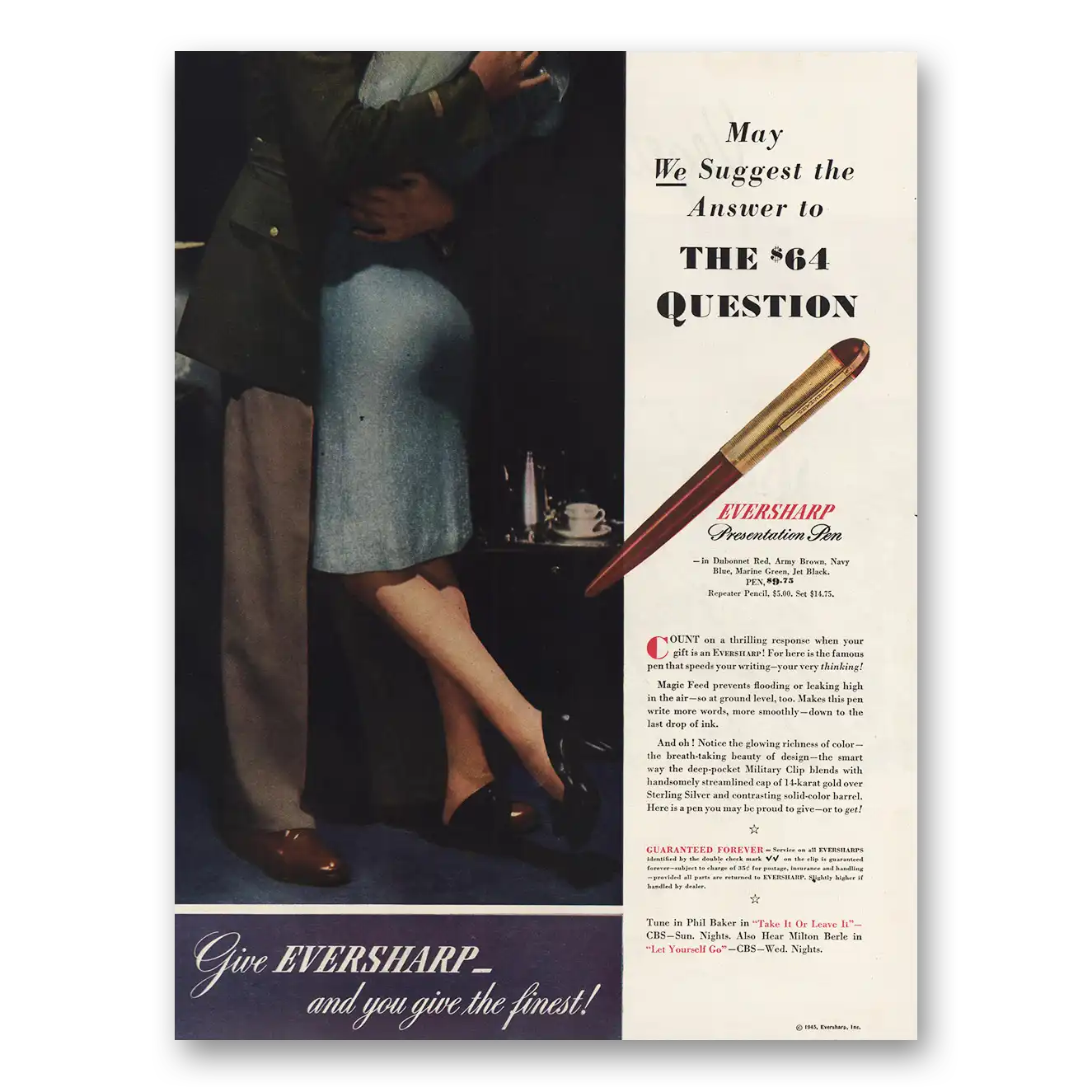 1945 Eversharp Presentation Pen The 64 Question Vintage Magazine Print Ad