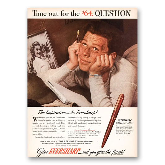 1945 Wahl Eversharp Time Out for the 64 Question Vintage Magazine Print Ad