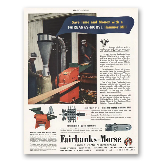 1945 Fairbanks Morse Hammer Mill Vintage Magazine Print Ad