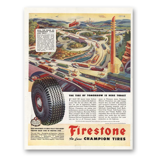 1945 Firestone Tires Tire of Tomorrow Vintage Magazine Print Ad