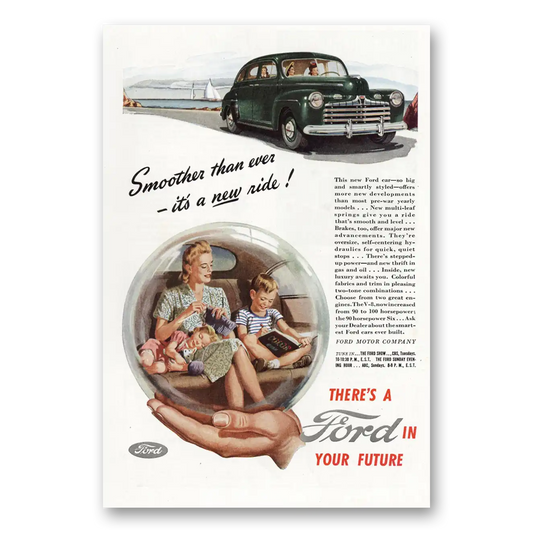 1945 Ford Smoother Than Ever It’s a New Ride Vintage Magazine Print Ad