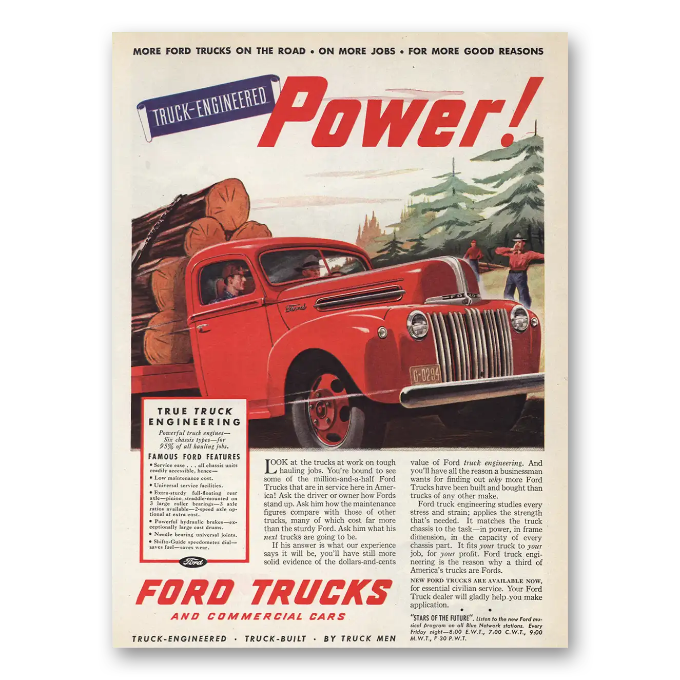 1945 Ford Trucks Truck Engineered Power Vintage Magazine Print Ad