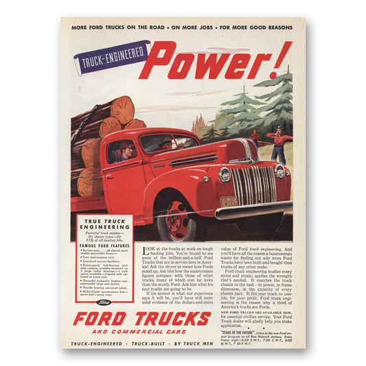 1945 Ford Trucks Truck Engineered Power Vintage Magazine Print Ad