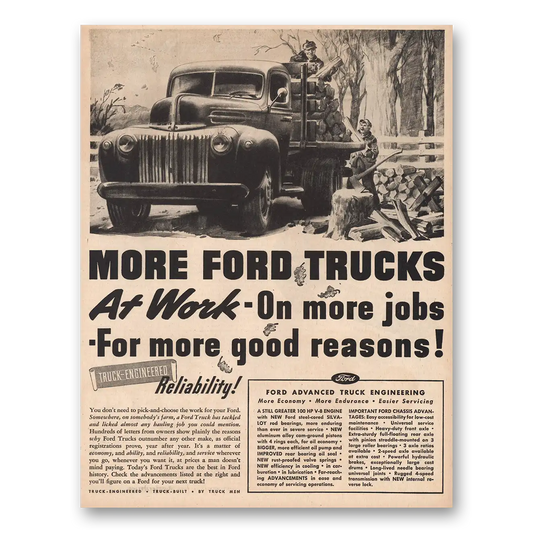 1945 Ford Trucks More Ford Trucks At Work on More Jobs Vintage Magazine Print Ad