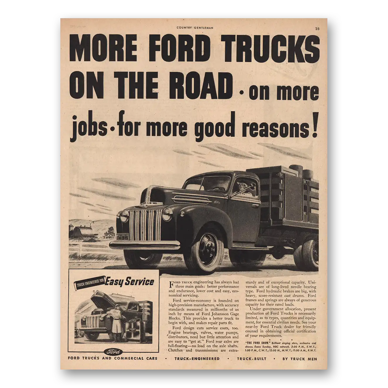 1945 Ford Trucks More Ford Trucks On the Road Vintage Magazine Print Ad