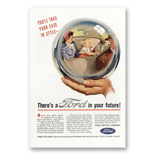 1945 Ford Your Future Girl Dog Vintage Magazine Print Ad