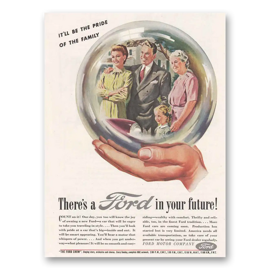 1945 Ford Your Future Crystal Ball Vintage Magazine Print Ad