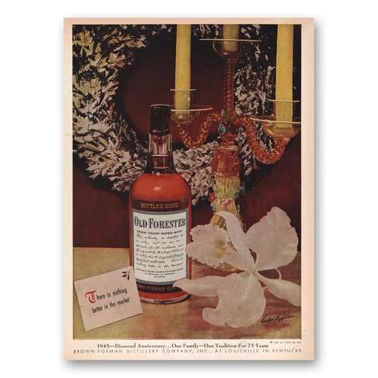 1945 Old Forester Whisky Diamond Anniversary Vintage Magazine Print Ad