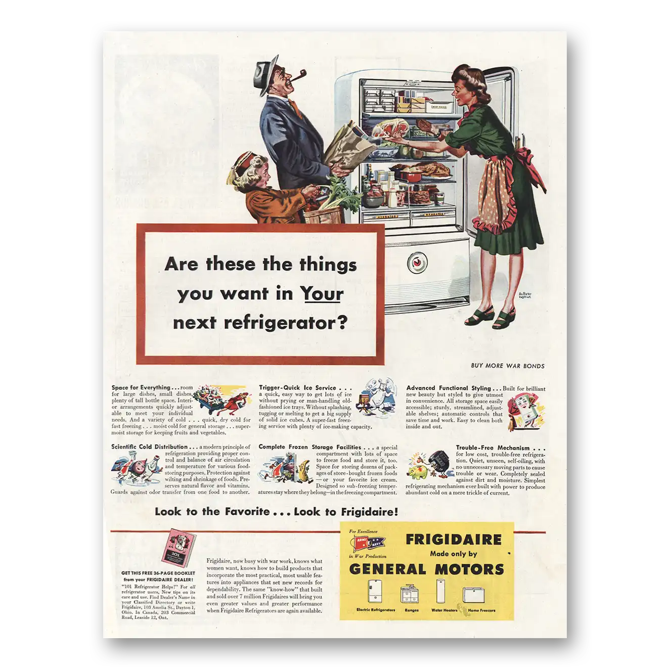 1945 Frigidaire Refrigerator Things You Want Vintage Magazine Print Ad