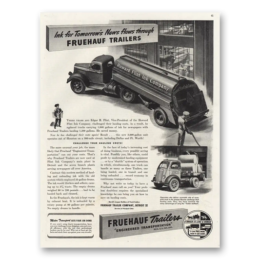 1945 Fruehauf Trailer Howard Flint Ink Company Vintage Magazine Print Ad