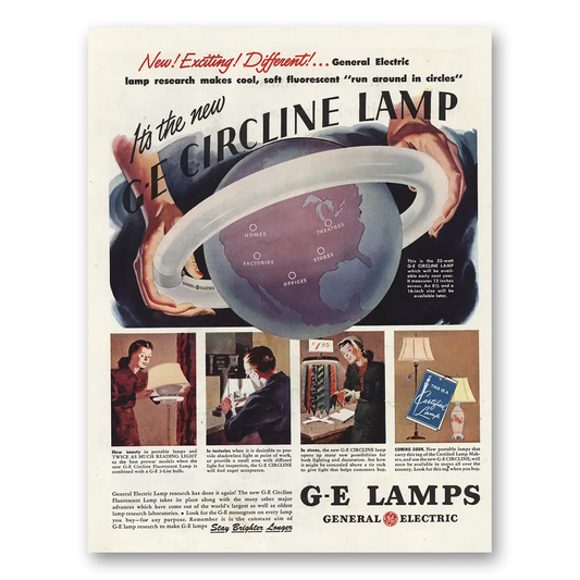 1945 GE Lamps Circline Lamp Vintage Magazine Print Ad