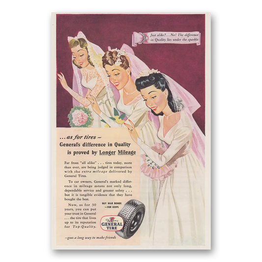 1945 General Tire Brides As for Tires Vintage Magazine Print Ad