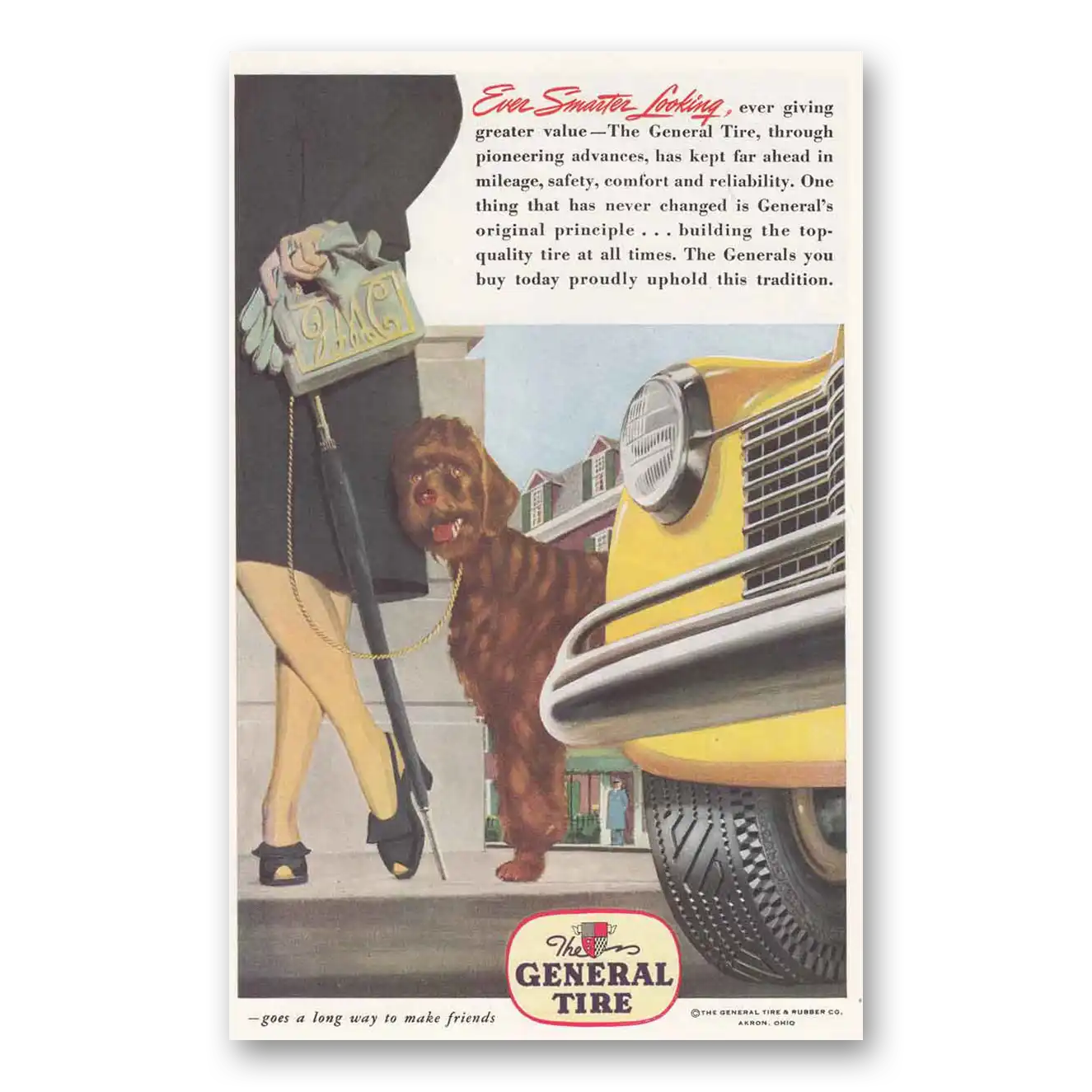 1945 General Tire Even Smarter Looking Dog Vintage Magazine Print Ad