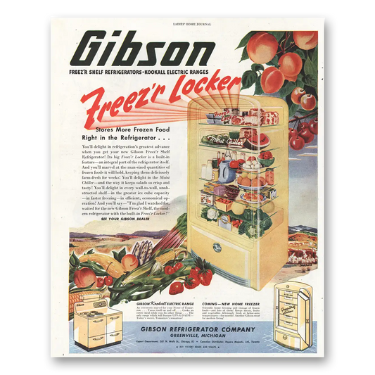 1945 Gibson Freezr Locker Stores More Vintage Magazine Print Ad