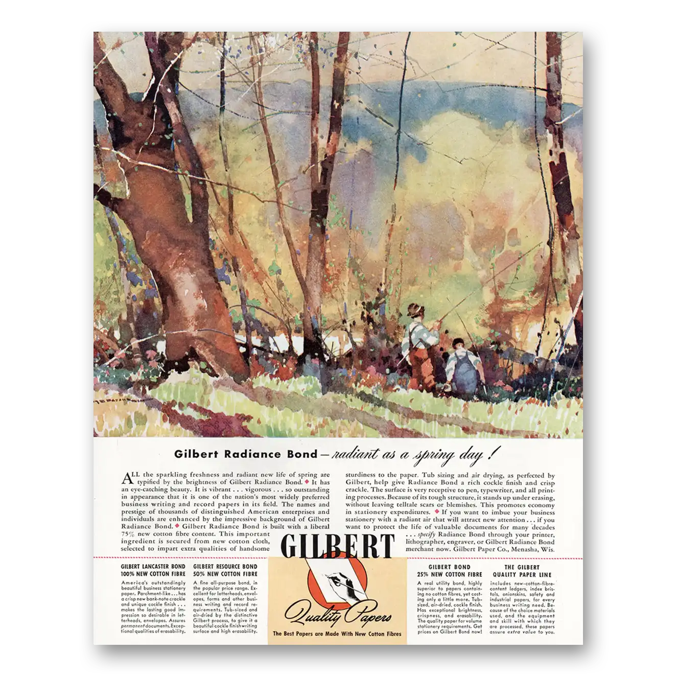 1945 Gilbert Paper Radiant As a Spring Day Vintage Magazine Print Ad