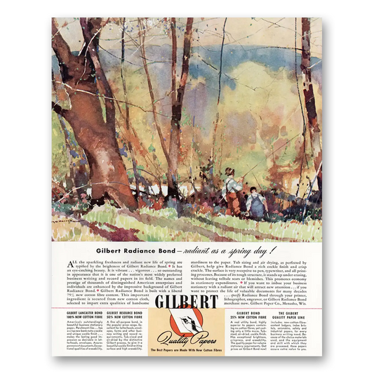 1945 Gilbert Paper Radiant As a Spring Day Vintage Magazine Print Ad