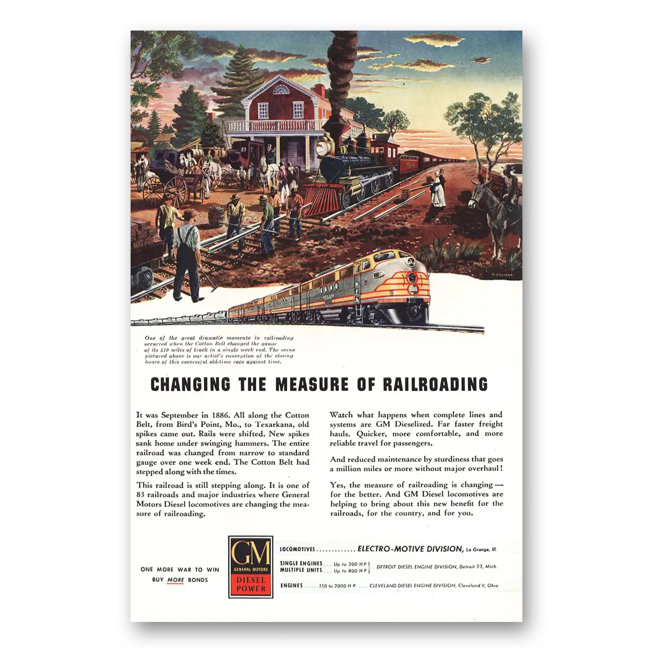 1945 GM Electro Motive Changing Measure of Railroading Vintage Magazine Print Ad