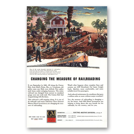 1945 GM Electro Motive Changing Measure of Railroading Vintage Magazine Print Ad