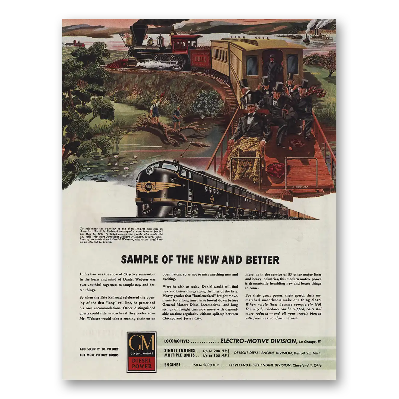 1945 GM Diesel Power Sample of New and Better Vintage Magazine Print Ad