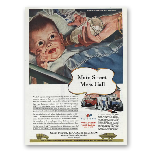 1945 GMC Trucks Main Street Mess Call Vintage Magazine Print Ad