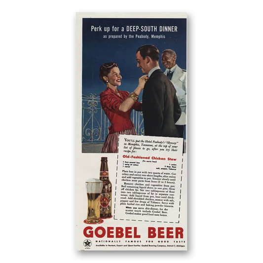 1945 Goebel Beer Deep South Dinner Vintage Magazine Print Ad