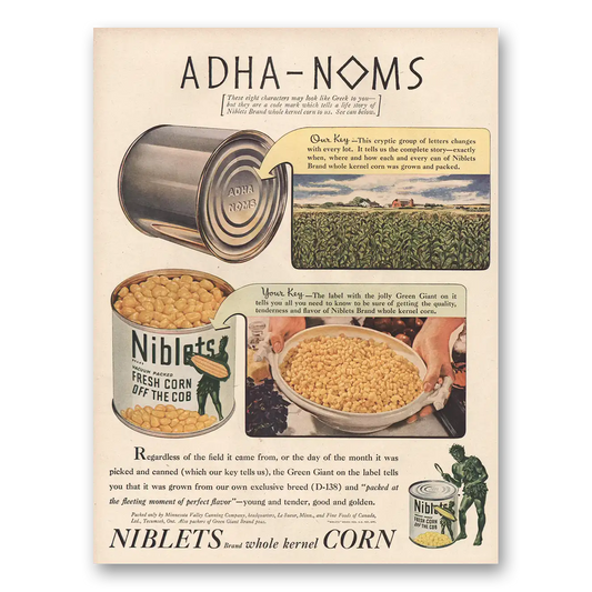 1945 Green Giant ADHA NOMS Vintage Magazine Print Ad