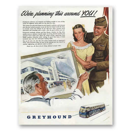 1945 Greyhound Planning This Around You Vintage Magazine Print Ad