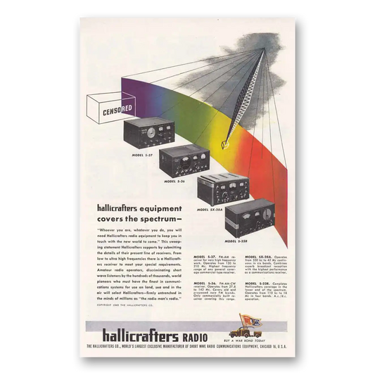 1945 Hallicrafters Covers the Spectrum Vintage Magazine Print Ad