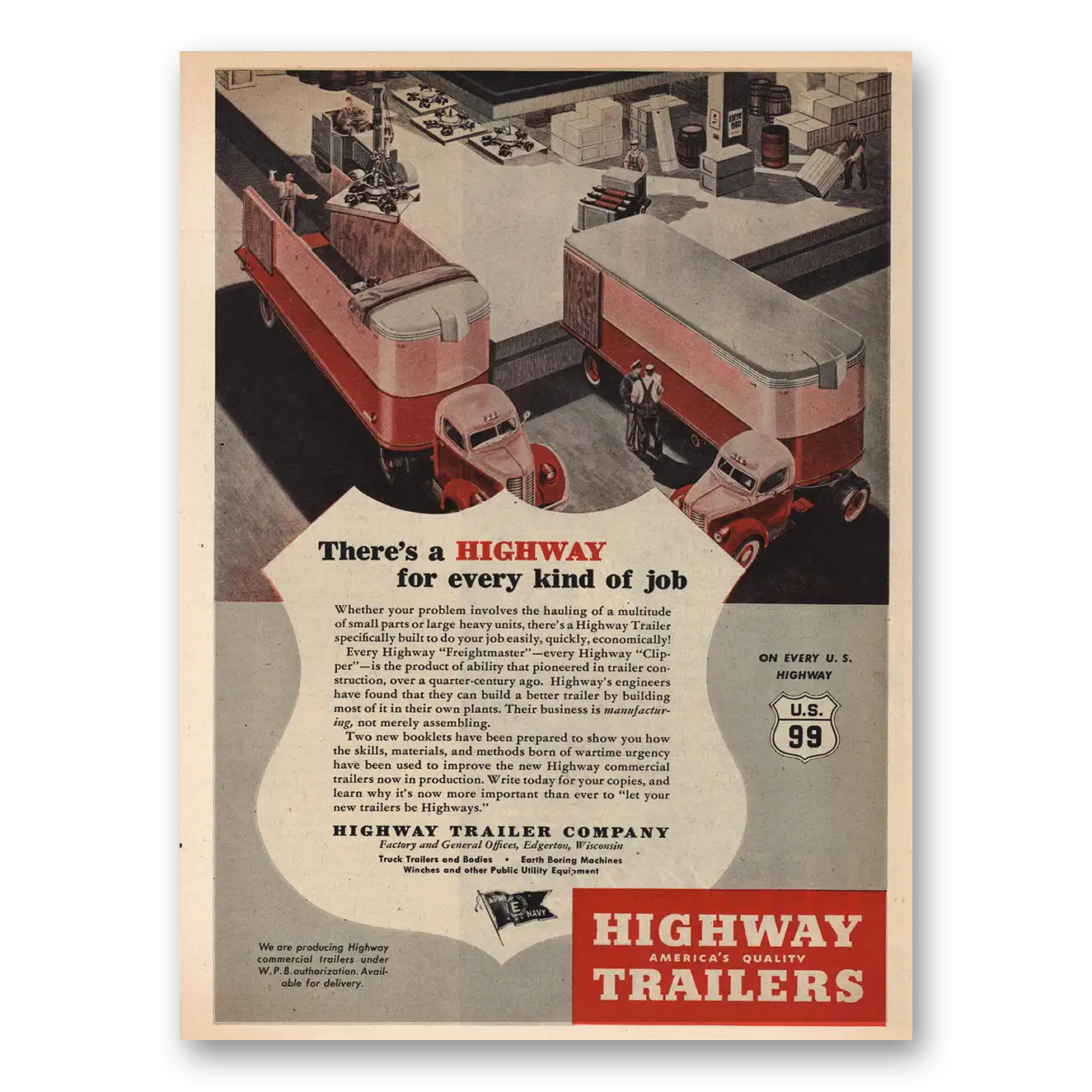 1945 Highway Trailers Highway For Every Kind of Job Vintage Magazine Print Ad