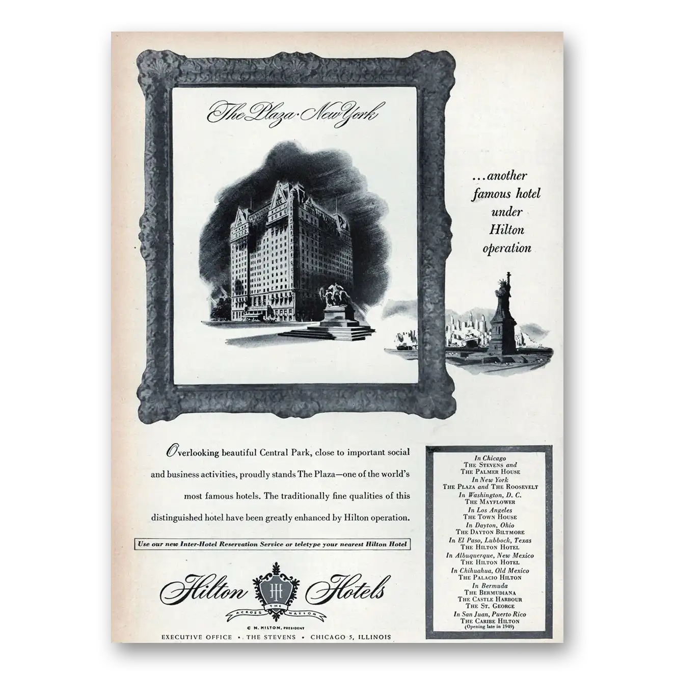 1945 Plaza Hotel Another Famous Hotel Vintage Magazine Print Ad